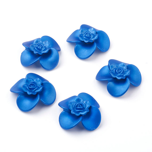 Dark Blue Rubber Flower Beads
