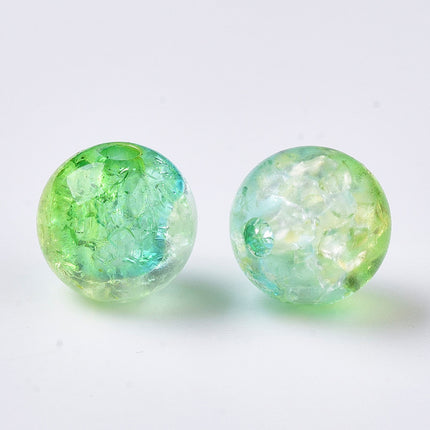 Yellow Green Crackle Acrylic Beads