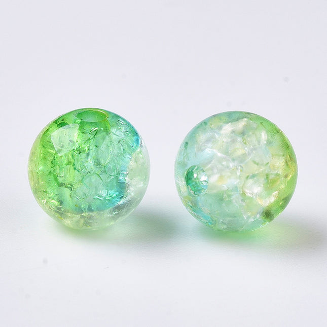 Yellow Green Crackle Acrylic Beads