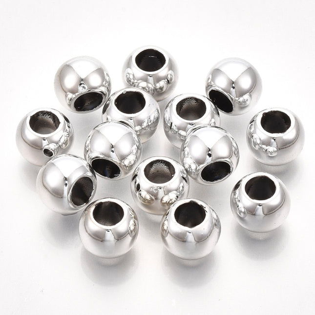 Round Platinum Plated Plastic Beads