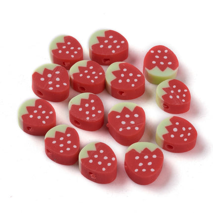 Polymer Clay Strawberry Beads