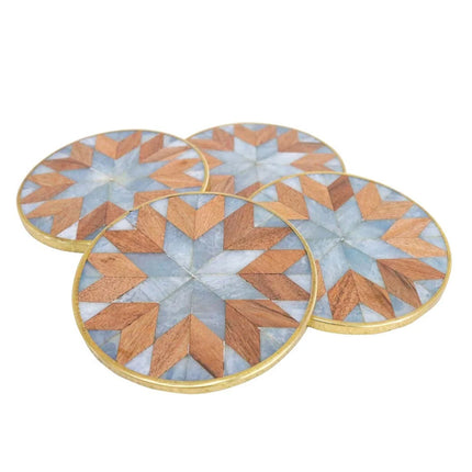 Blue Brass Trim Coasters (4) 🤍