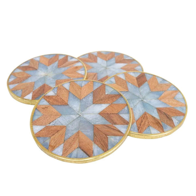Blue Brass Trim Coasters (4) 🤍