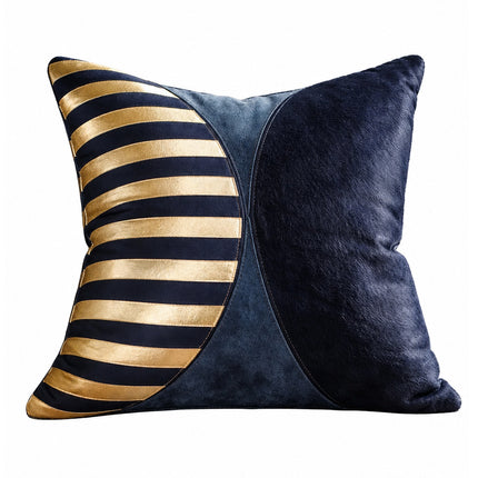 Navy & Silver Striped Cowhide Cushion Cover 🤍