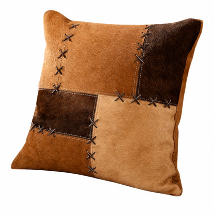 Tan & Chocolate Leather Cushion Cover 🤍