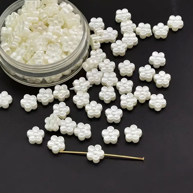 White Flower Acrylic Beads