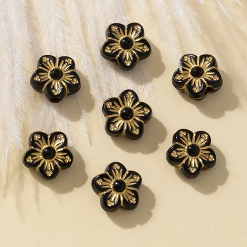 Vintage Style Flowers Acrylic Beads