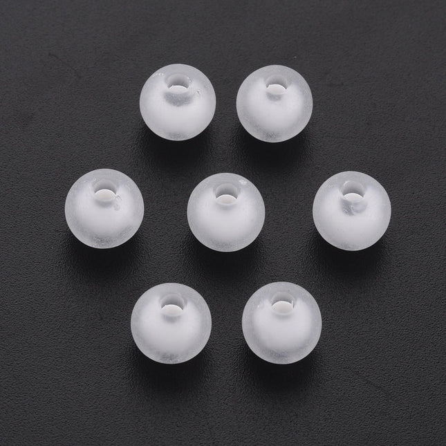 White Frosted Acrylic Beads