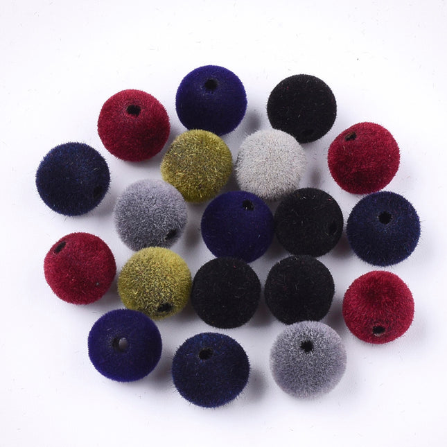 Mixed Colour Flocky Acrylic Beads