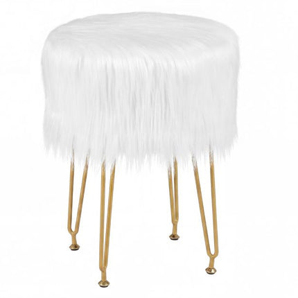 White Faux Fur Stool 🤍