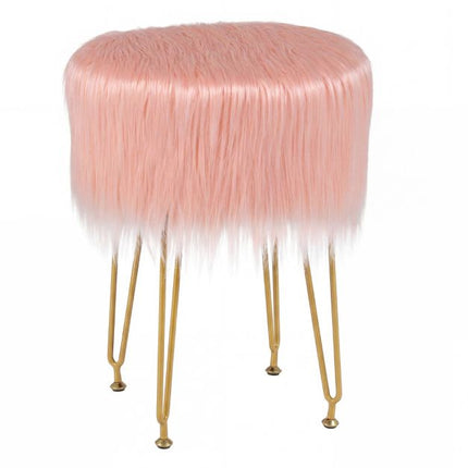Pink Faux Fur Stool 🤍