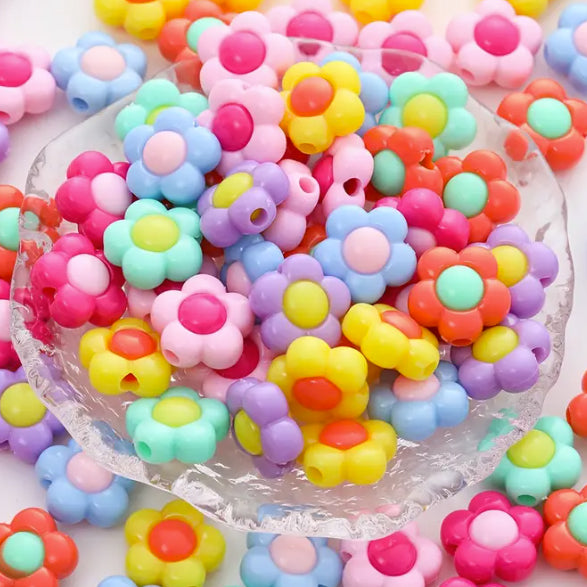 Colourful Sunflower Acrylic Beads