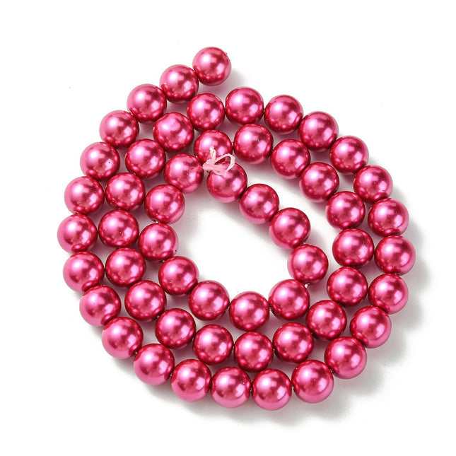 Fuchsia Glass Pearl Beads