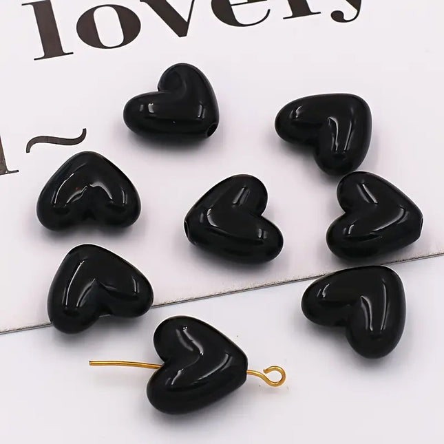 Black Love Heart Acrylic Beads