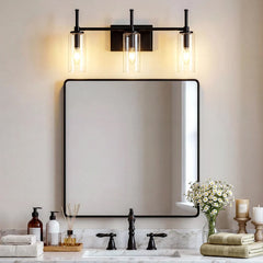 <p>3-Light Vanity Light Fixture  with Clear Glass Shades</p>
