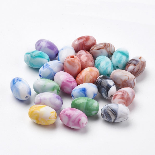 Oval Imitation Jade Beads