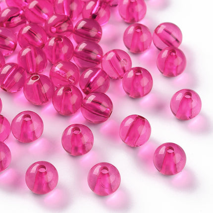 Round Fuchsia Acrylic Beads