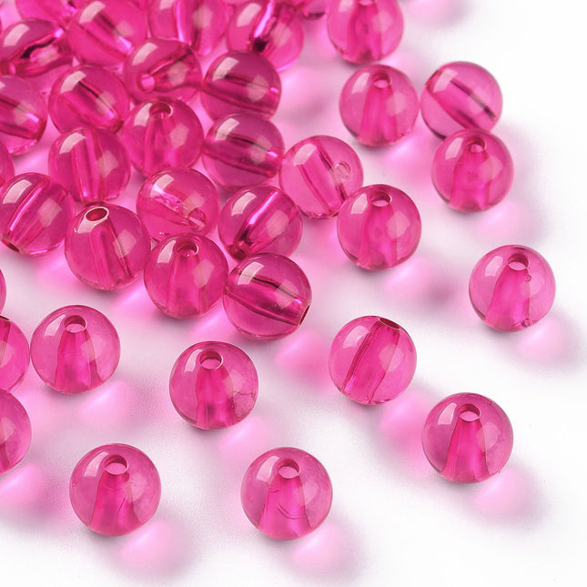 Round Fuchsia Acrylic Beads
