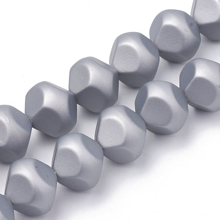 Faceted Light Grey Rubber Beads