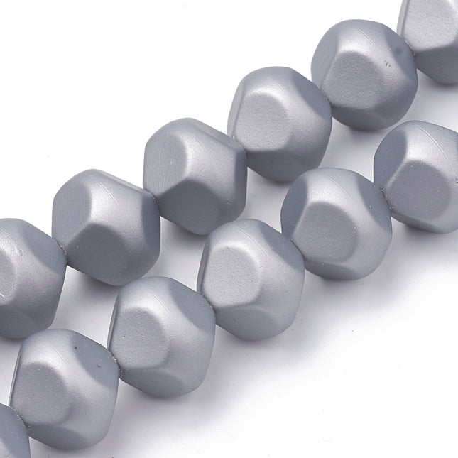 Faceted Light Grey Rubber Beads