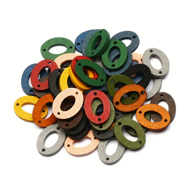 Oval Wooden Mixed Colours Connectors