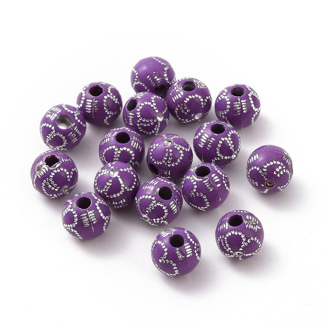 Silver Flower Metal Enlaced Acrylic Beads