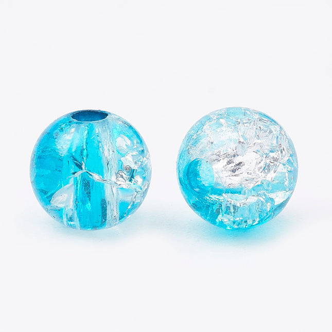 Sky Blue Crackle Style Acrylic Beads