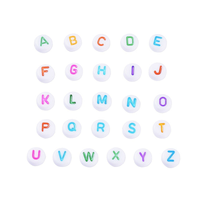 Mixed Colour Alphabet Set Acrylic Beads