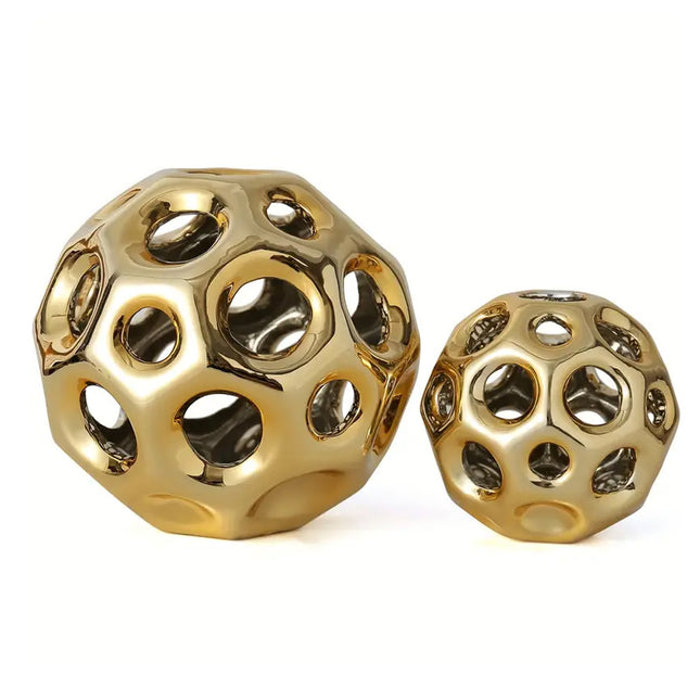 2Pcs Hollow Gold Ceramic Balls