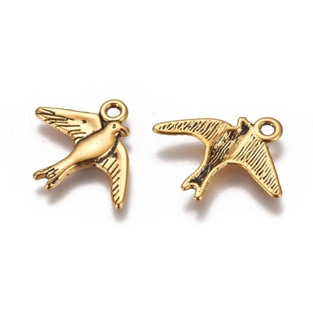 Golden Birds Alloy Pendants