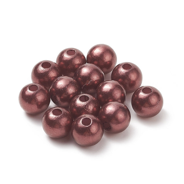 Imitation Pearl Saddle Brown Acrylic Beads