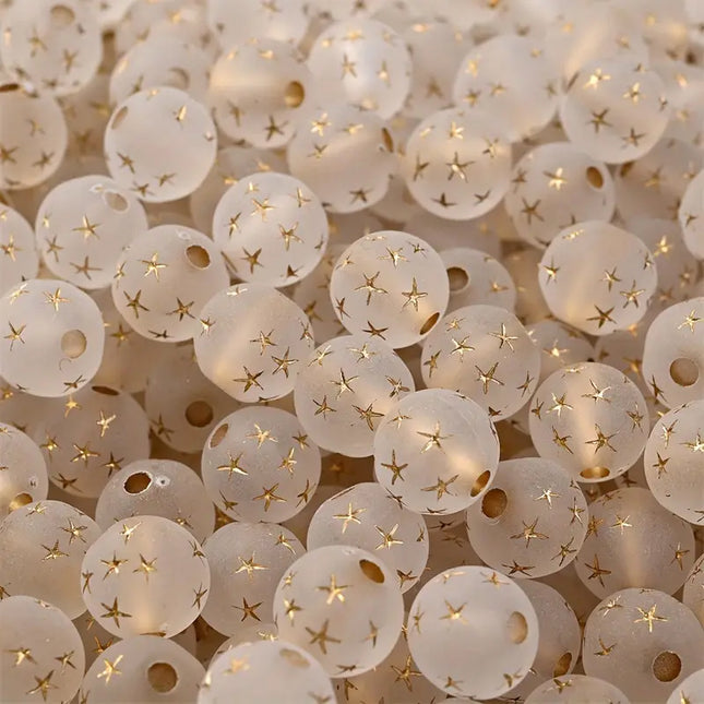 Frosted Gold Star Acrylic Beads