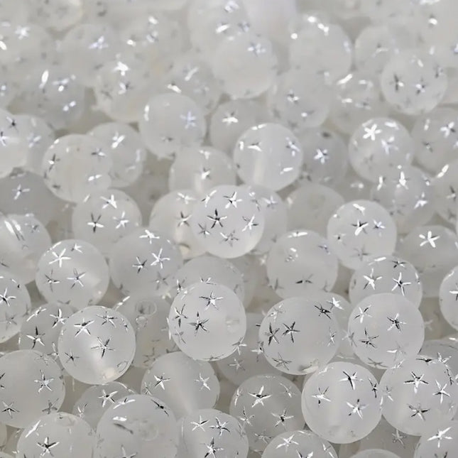 Frosted Silver Star Acrylic Beads