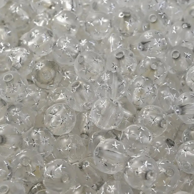 Transparent Silver Star Acrylic Beads