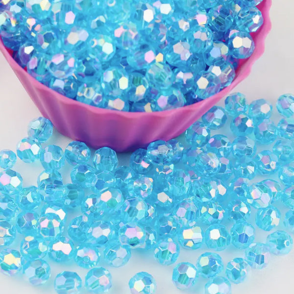 Faceted AB Colour Blue Transparent Beads