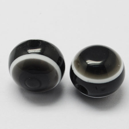 Black Evil Eye Resin Beads