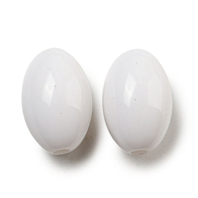 White Barrel Shape Acrylic Beads