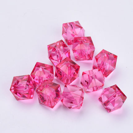 Fuchsia Faceted Cube Acrylic Beads