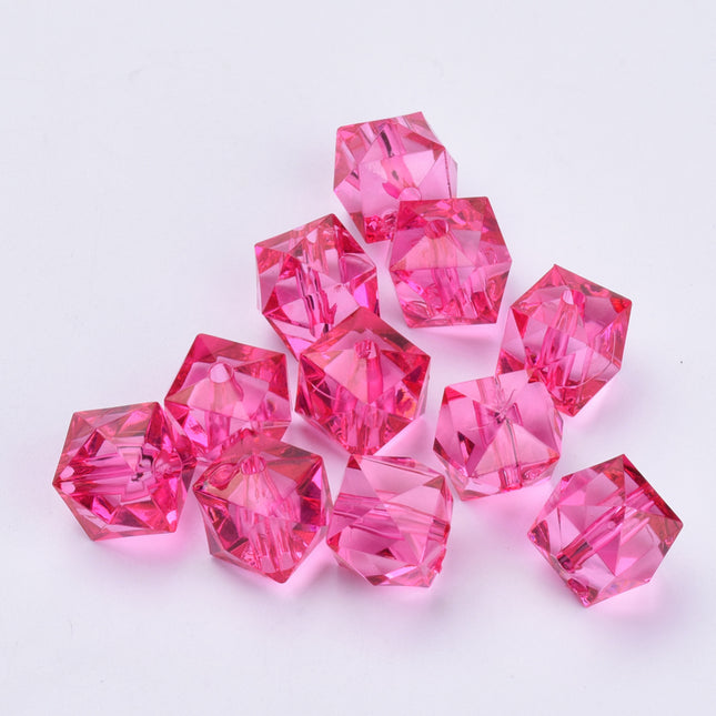 Fuchsia Faceted Cube Acrylic Beads