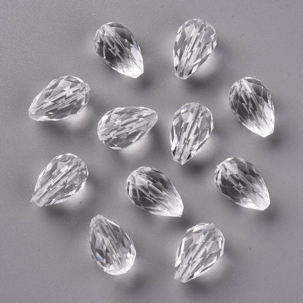 Clear Teardrop Faceted Acrylic Beads
