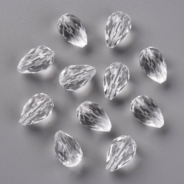 Clear Teardrop Faceted Acrylic Beads