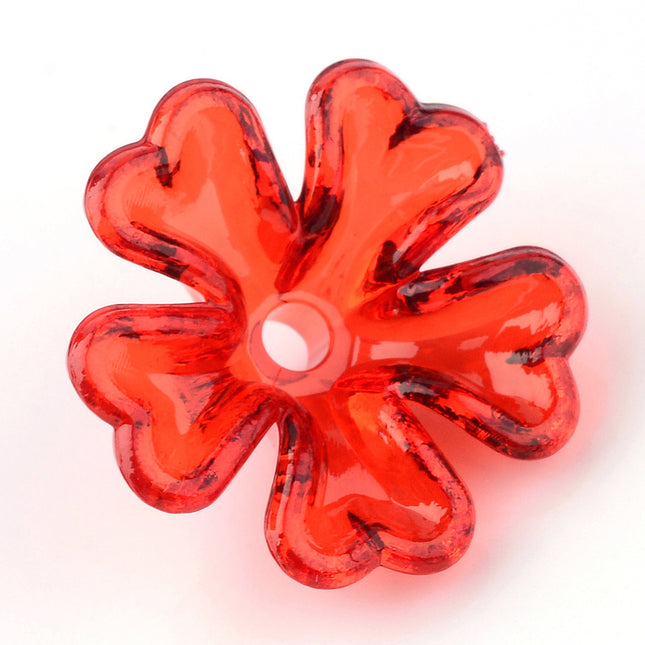 Transparent Red Flower Acrylic Beads