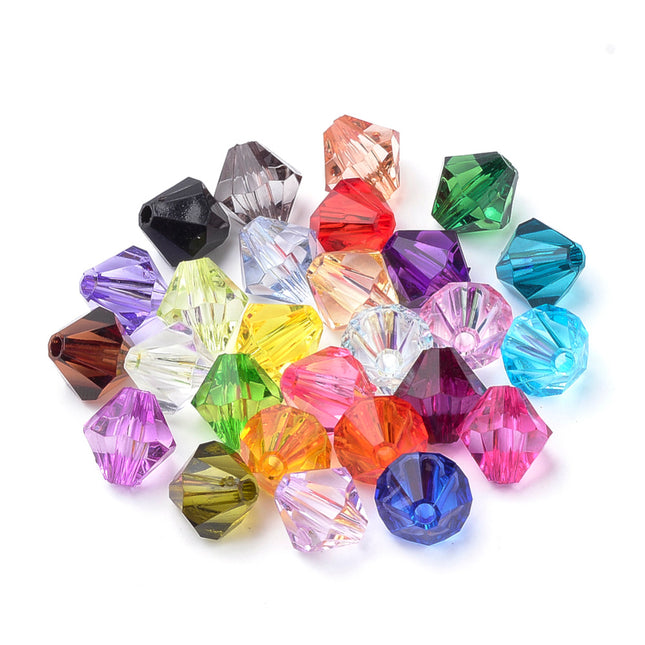 Mixed Colour Bicone Acrylic Beads