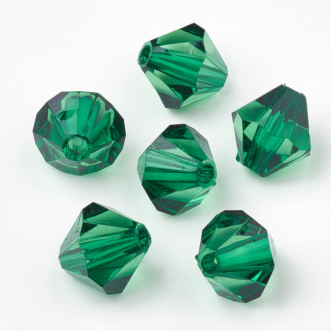 Dark Green Bicone Acrylic Beads