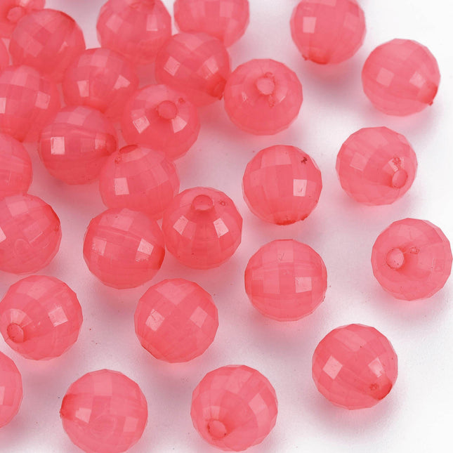 Deep Pink Faceted Acrylic Beads