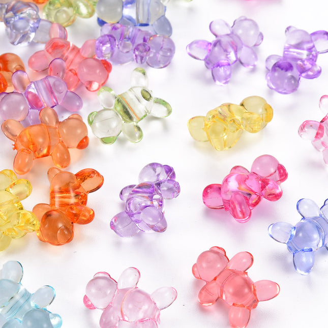 Mixed Colour Acrylic Bear Beads