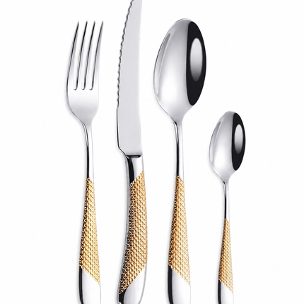 24Pcs Silver Gold Cutlery Set 🤍