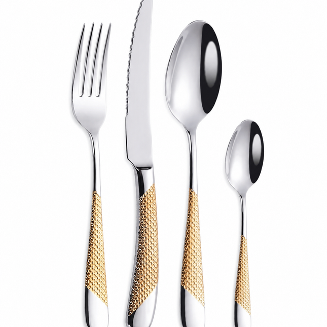 24Pcs Silver Gold Cutlery Set 🤍