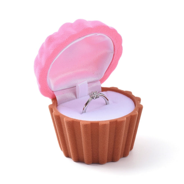 Cup Cake Shape Velvet Jewellery Box