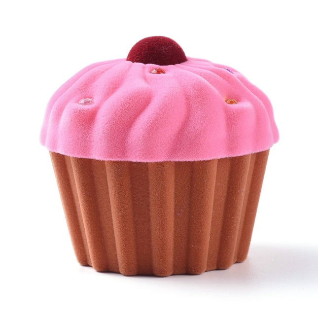 Cup Cake Shape Velvet Jewellery Box
